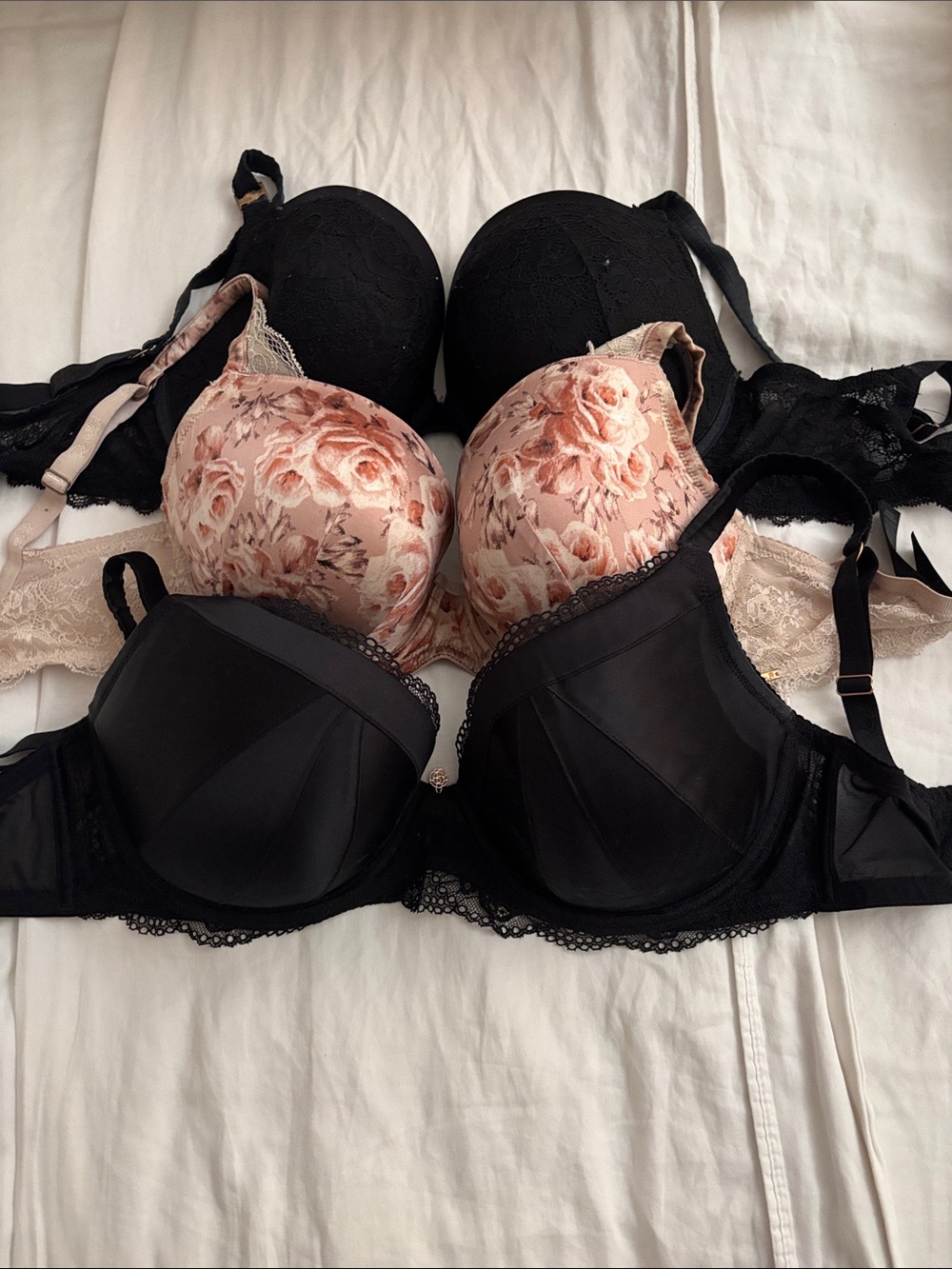 Marks & Spencer Autograph Black and Blush Floral Mixed Bras Pack